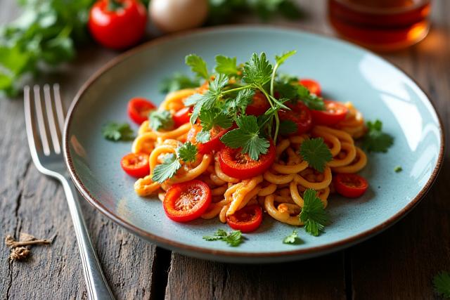 Hidangan makanan yang digayakan dengan cantik